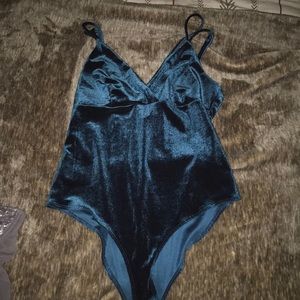 Forever 21 blue suede body suit